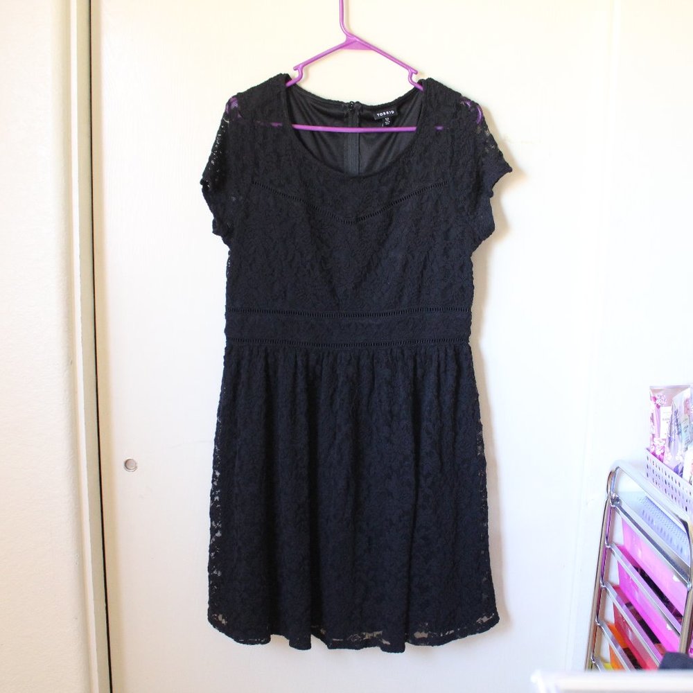 TORRID BLACK LACE SKATER DRESS